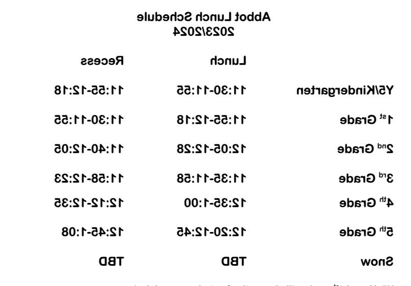 Lunch Schedule